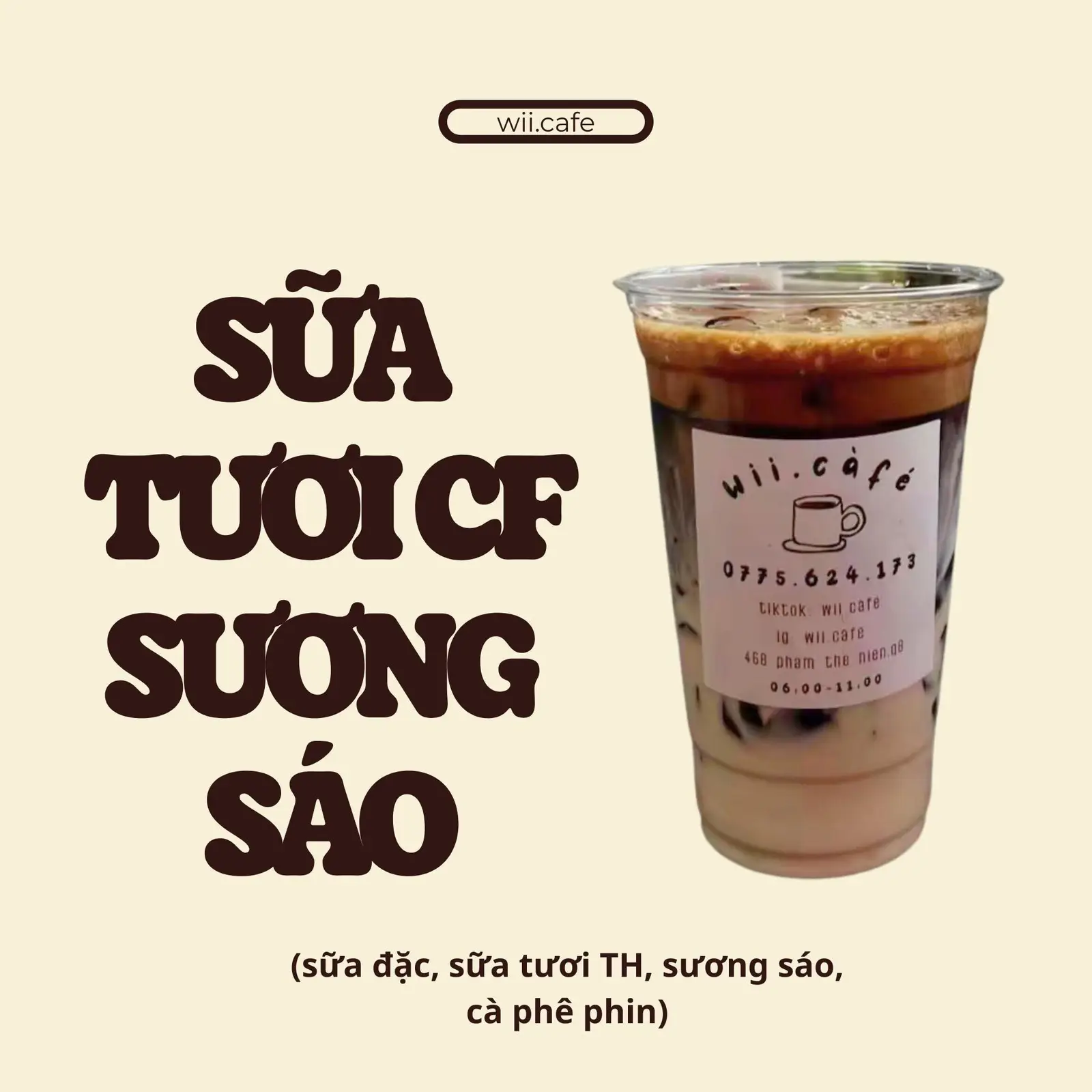 Hình ảnh Cà phê sữa tươi sương sáo