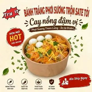 Hình ảnh Bánh tráng phơi sương trộn sate tỏi