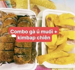 Hình ảnh sét gà ủ muối + kimbap ( thường hoặc chiên)