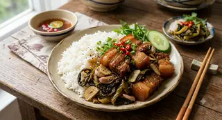 Hình ảnh CƠM BA CHỈ KHO DƯA