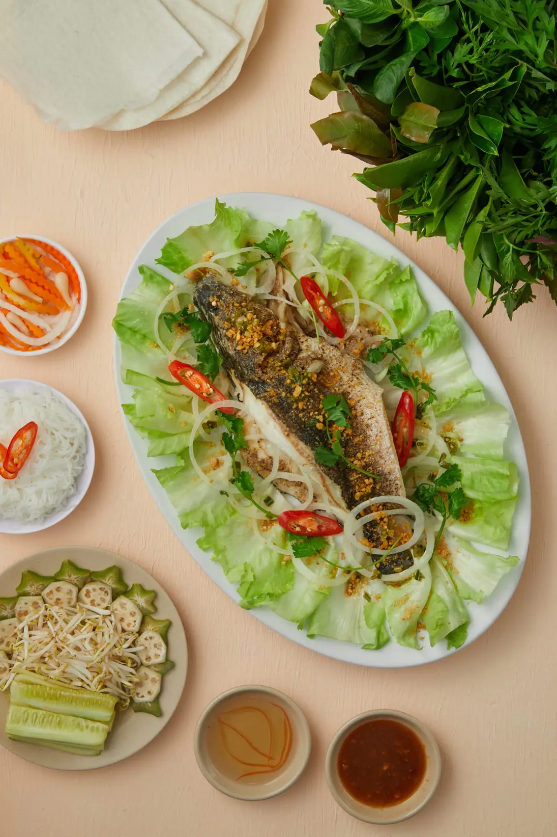 Hình ảnh Cá Lóc Hấp Cuốn Bánh Tráng