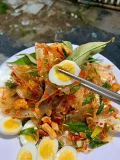 Hình ảnh bánh tráng dẻo satế  thập cẩm ( tự trộn)