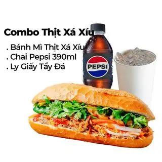 Hình ảnh Combo Bánh Mì Thịt Xá Xíu + Chai Pepsi 390ml