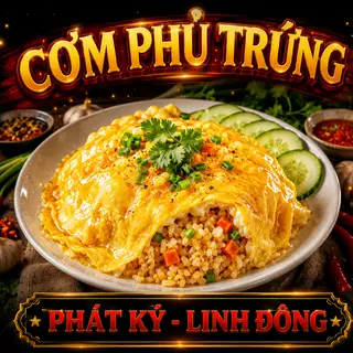 Hình ảnh Cơm chiên trứng tỏi phủ trứng + sốt cay