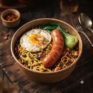 Hình ảnh Mì Trộn Trứng + Xúc Xích
