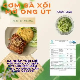 Hình ảnh Cơm Gà Xối Mỡ Má Đùi- Sốt Mắm Tỏi + Canh + Trà Đá