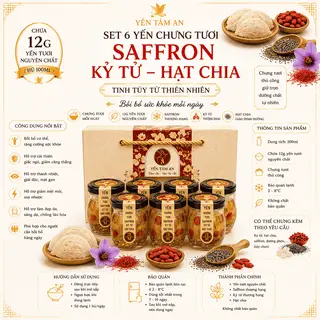 Hình ảnh Set 6 Yến Saffron Kỷ Tử Hạt Chia Chưng Nóng – 12g Yến Tươi/Hũ 100ml