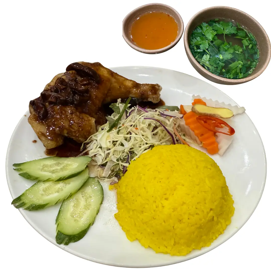 Hình ảnh Cơm Gà Đùi Chiên Sốt Nấm rừng Tây Bắc