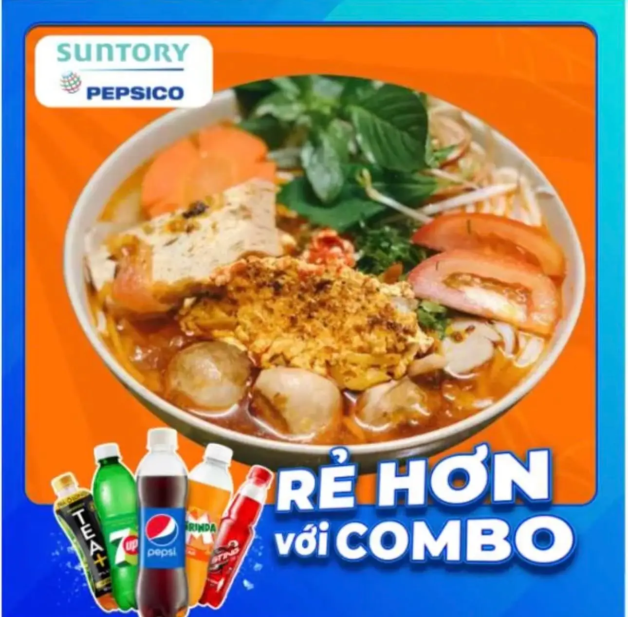 Hình ảnh bún riêu + chai pepsi