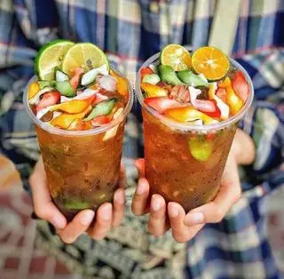 Hình ảnh Trà tắc , thạch rau câu cá 4 màu ly khổng lồ bỏ đá riêng
