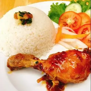 Hình ảnh CƠM TRẮNG + đùi gà