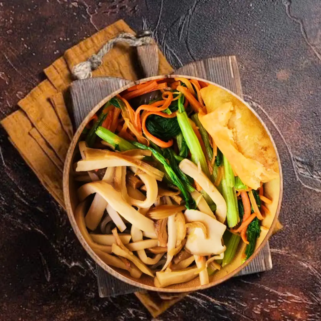 Hình ảnh MIẾN TRỘN HÀN QUỐC CHAY - NẤM & CHẢ GIÒ