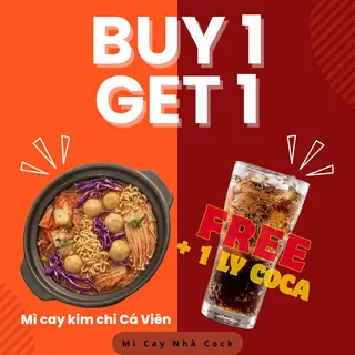 Hình ảnh Mì Cay Kim Chi Cá Viên tặng Coca