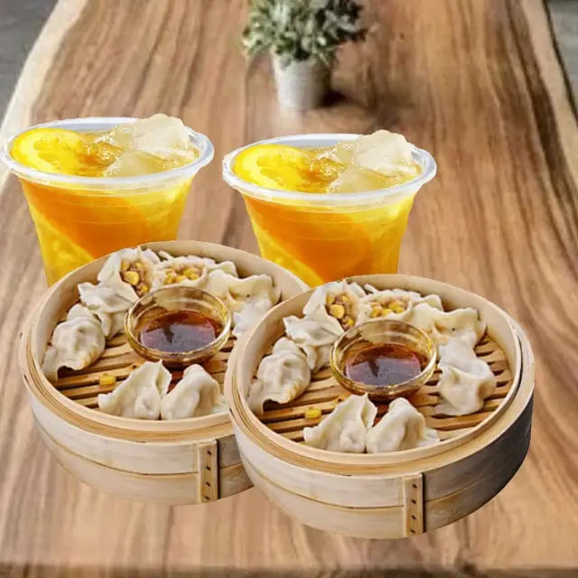 Hình ảnh combo 10 viên Há  Cảo  tùy chọn + 1  ly trà tắc thái đỏ 