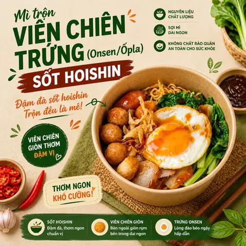 Hình ảnh Mì trộn gấp đôi viên chiên trứng (Onsen/Ốpla) sốt Hoishin