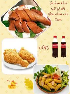 Hình ảnh CB: nửa con gà hun khói -1 đùi gà - 5 nem chua rán -  1 coca 390ml