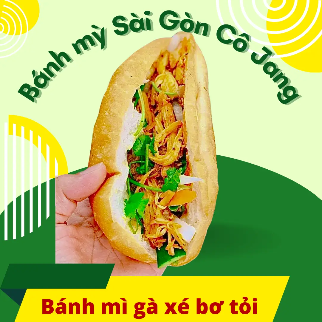 Hình ảnh Bánh mỳ gà xé bơ tỏi