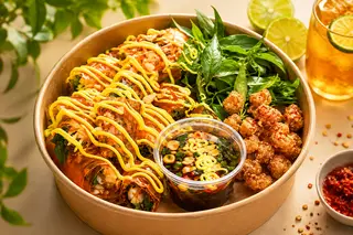 Hình ảnh Bánh tráng cuốn sate tôm - sốt me béo 