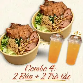 Hình ảnh Combo 4 : 2 Bún thịt nướng full topping + 2 trà tắc