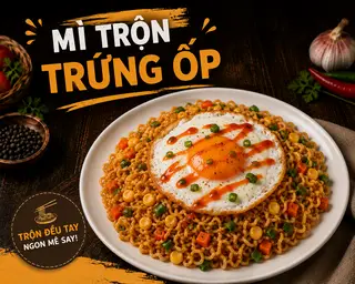 Hình ảnh Mì Trộn Trứng Ốp
