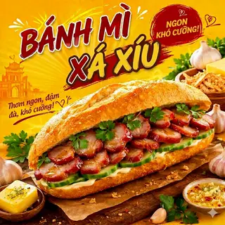 Hình ảnh Bánh mì xá xíu Trung Hoa