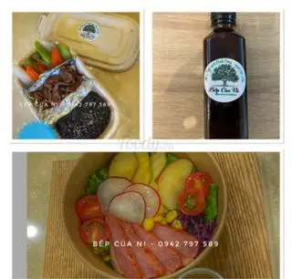 Hình ảnh Combo cơm lứt bò sốt tiêu + salad cá lườn ngỗng  (tặng nước)