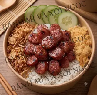 Hình ảnh Xôi 2 lạp xưởng tươi nhà làm