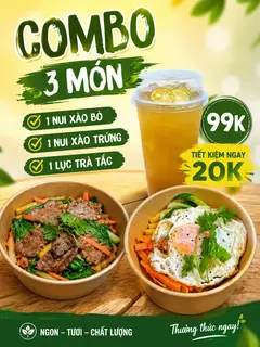 Hình ảnh Combo 01 Nui Xào Bò + 01 Nui Xào Trứng Ốp La + 01 Lục Trà Tắc