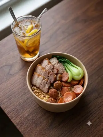 Hình ảnh combo mì ba rọi + nước tuỳ chọn