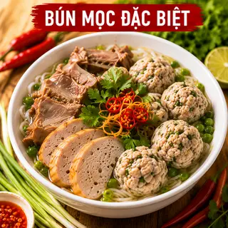 Hình ảnh Bún mọc đặc biệt (thịt, mọc, chả, sườn)