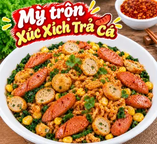 Hình ảnh Mỳ Trộn Xúc Xích Trả Cá 