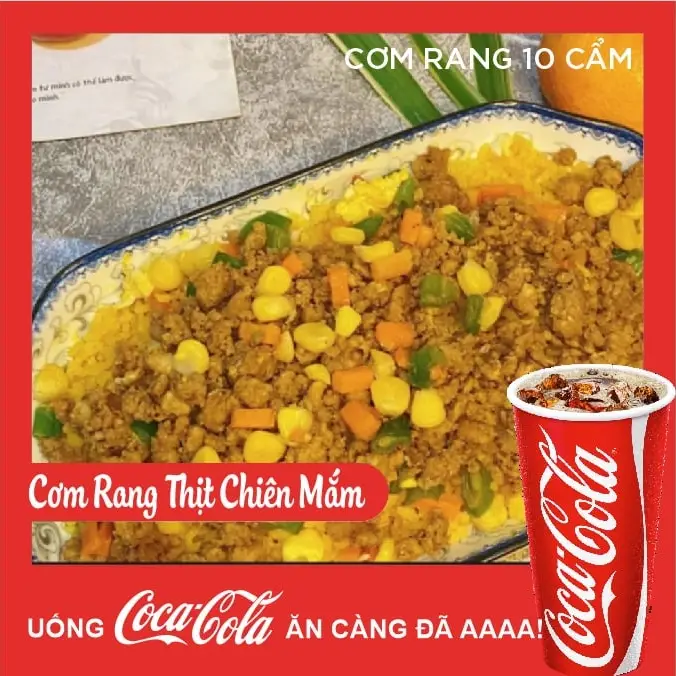 Hình ảnh cơm rang thịt chưng mắm tép+coca