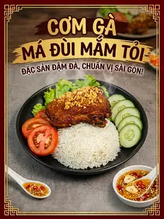 Hình ảnh Cơm Gà Má Đùi Sốt Mắm Tỏi