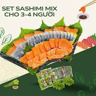 Hình ảnh Set sashimi 400g cá hồi Nauy - 1 thanh cá trích ép trứng Nhật Bản cho 4 người