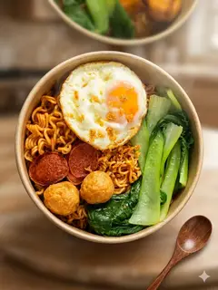 Hình ảnh Mì trộn trứng cá xúc xích
