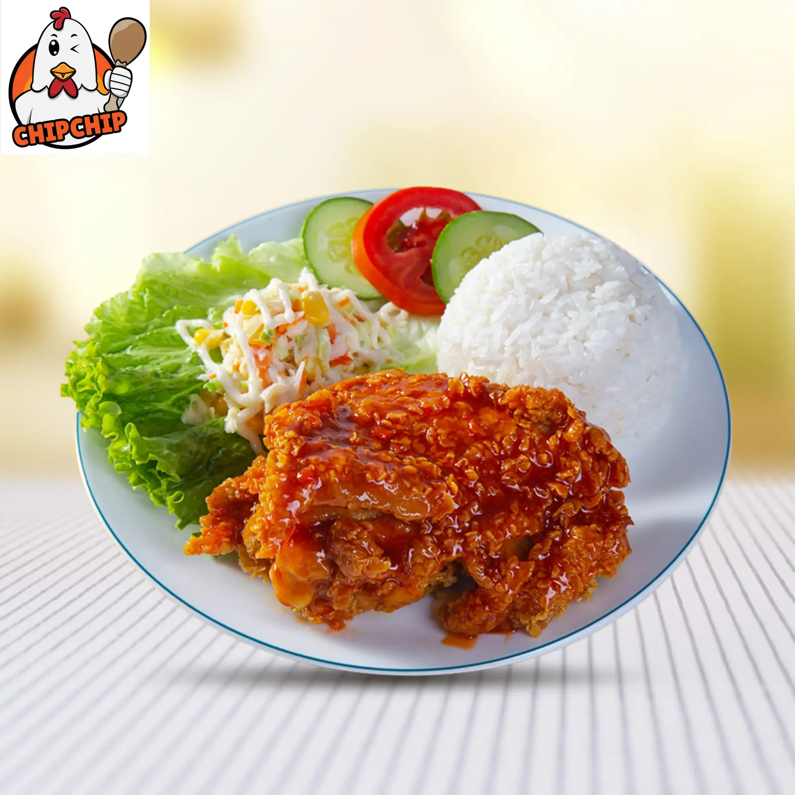 Hình ảnh Cơm gà sốt vị cay ngọt 