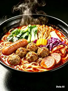 Hình ảnh Mì cay xúc xích cá viên
