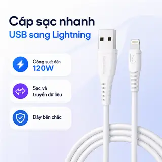 Hình ảnh Cáp Sạc USB Sang Lightning 120W, Thiết Kế Tiện Dụng, Dễ Sử Dụng