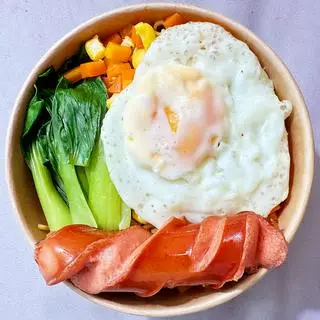 Hình ảnh Mì trộn indomie trứng + xúc xích(1 vắt)