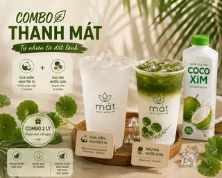 Hình ảnh Combo 3:  1 Dừa Xiêm Nguyên Vị + 1 Rau Má Nước Dừa
