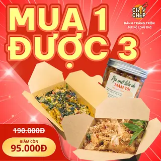 Hình ảnh Combo Bánh Tráng Satế Tỏi Mini+Bánh Tráng Rong Biển Cháy Tỏi Mini+Tóp Mỡ 100Gr