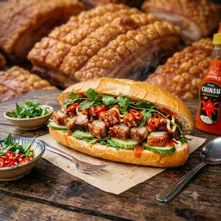 Hình ảnh Bánh Mì Heo Quay Sốt Đậm Vị