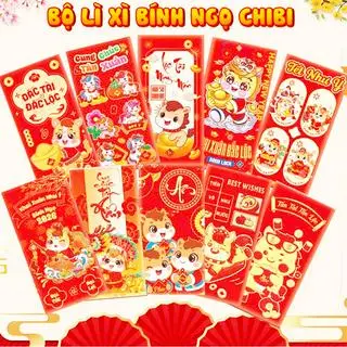 Hình ảnh Bộ lì xì 10 bao Bính Ngọ Chibi 