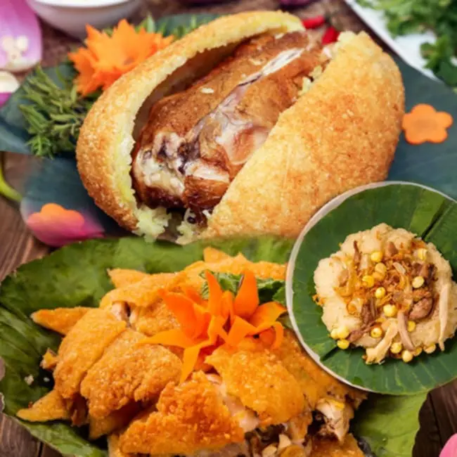 Hình ảnh xôi chim to+gà bó xôi nguyên con tặng coca 