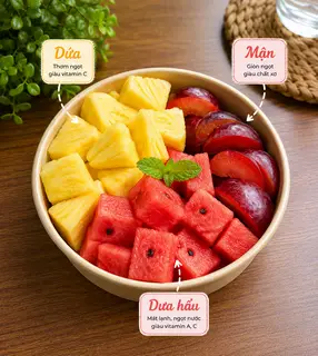 Hình ảnh Mix dứa, dưa hấu, mận hậu