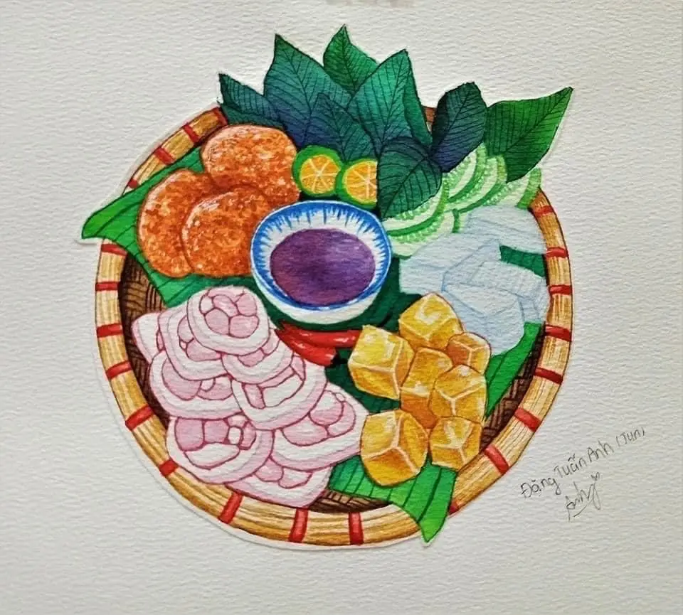 Hình ảnh Bún đậu đầy đủ + Trà quất