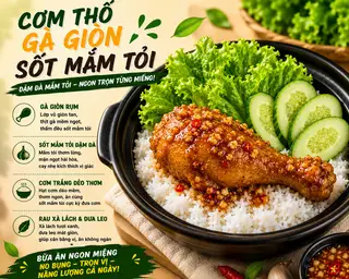 Hình ảnh Cơm thố gà giòn Sốt Mắm Tỏiiii