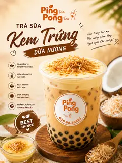 Hình ảnh Trà sữa kem Trứng dừa nướng