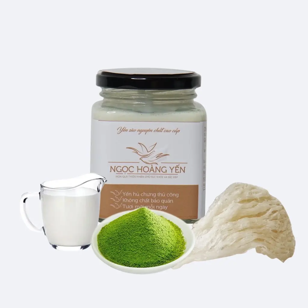 Hình ảnh Yến chưng sữa tươi matcha đường Stevia 200ml