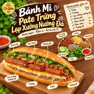 Hình ảnh Bánh Mỳ Pate Lạp Xưởng Trứng Rán